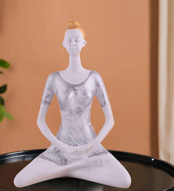 FAB CRAFT STUDIO Suitable for Home Decor Yoga Posture Lady Statue Idol for Home Yoga Statue Admirable piece of Gift