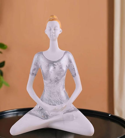 FAB CRAFT STUDIO Suitable for Home Decor Yoga Posture Lady Statue Idol for Home Yoga Statue Admirable piece of Gift