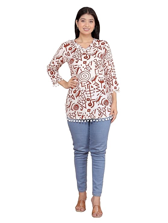 LoomBella Lifestyle Geometric Printed Kurti Perfect for Casual, Formal, and Ethnic Wear