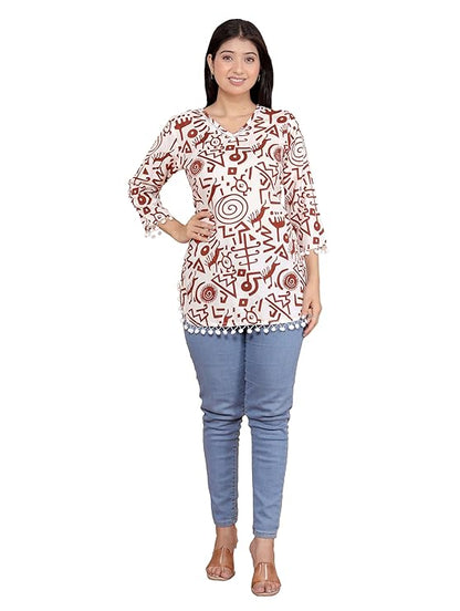 LoomBella Lifestyle Geometric Printed Kurti Perfect for Casual, Formal, and Ethnic Wear