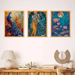 FAB CRAFT STUDIO Set of Three Wall Paintings for Wall Dacoration Large Framed Wall Paintings for Living Room & Bedroom Wall Art for Home Decoration & Office Wall Décor