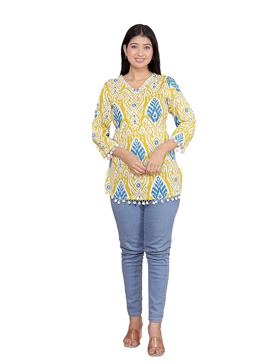 LoomBella LifestyleGeometric Printed Straight Kurti Perfect for Casual, Formal, and Ethnic Wear