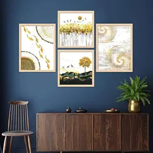 FAB CRAFT STUDIO Set of Four Framed Painting for Wall Painting Decoration, Painitngs for home Decorations, Scenery for Living Room Decor