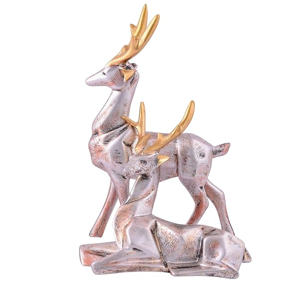 FAB CRAFT STUDIO Resin Deer Head Showpiece Animal Figurine for Table Top Good Luck Vaastu Statue