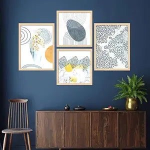 FAB CRAFT STUDIO Set of Four Framed Painting for Wall Painting Decoration, Painitngs for home Decorations, Scenery for Living Room Decor