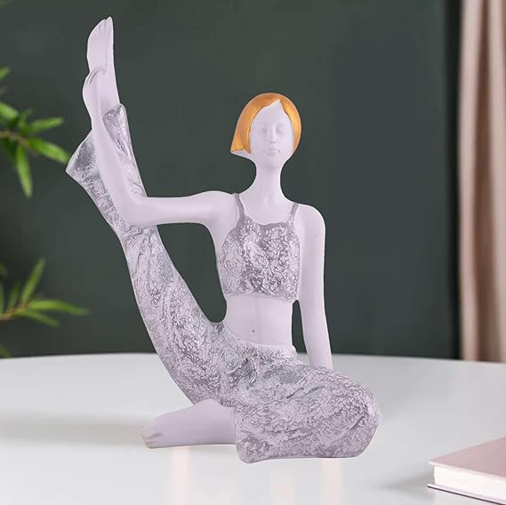 FAB CRAFT STUDIO Suitable for Home Decor Yoga Posture Lady Statue Idol for Home Yoga Statue Admirable piece of Gift