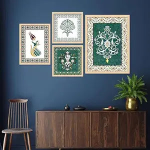 FAB CRAFT STUDIO Set of Four Framed Painting for Wall Painting Decoration, Painitngs for home Decorations, Scenery for Living Room Decor