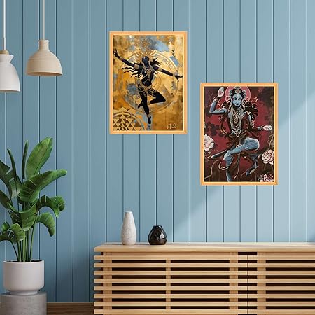 FAB CRAFT STUDIO Set of Two Wall Paintings for Wall Dacoration Large Framed Wall Paintings for Living Room & Bedroom Wall Art for Home Decoration & Office Wall Décor