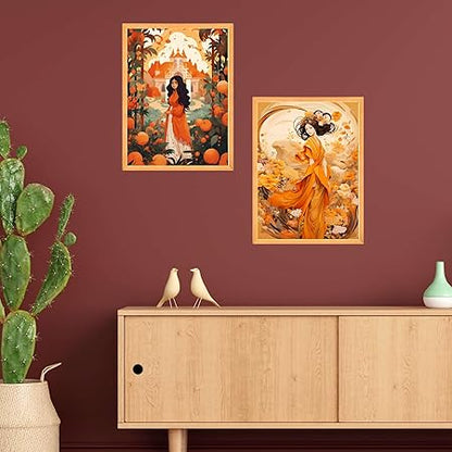 FAB CRAFT STUDIO Set of Two Wall Paintings for Wall Dacoration Large Framed Wall Paintings for Living Room & Bedroom Wall Art for Home Decoration & Office Wall Décor
