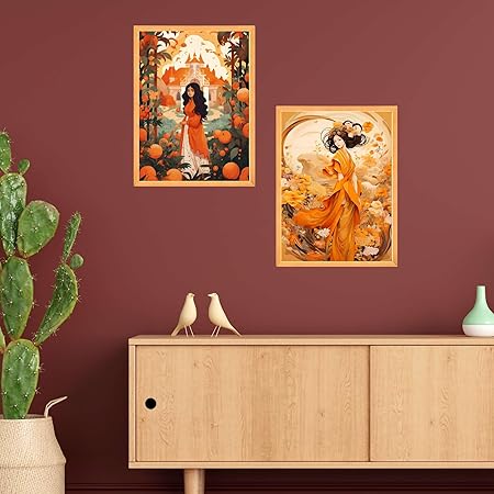 FAB CRAFT STUDIO Set of Two Wall Paintings for Wall Dacoration Large Framed Wall Paintings for Living Room & Bedroom Wall Art for Home Decoration & Office Wall Décor