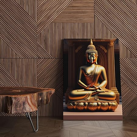 FAB CRAFT STUDIO Buddha Wall Painting For Wall Decoration Canvas Wall Painting For Home Decor, Living Room, Bedroom, Office Hotel