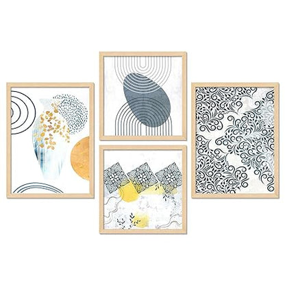 FAB CRAFT STUDIO Set of Four Framed Painting for Wall Painting Decoration, Painitngs for home Decorations, Scenery for Living Room Decor