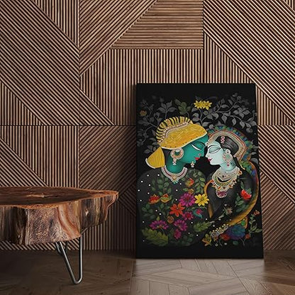 FAB CRAFT STUDIO Radha Krishna Wall Painting For Wall Decoration Canvas Wall Painting For Home Decor, Living Room, Bedroom, Office Hotel