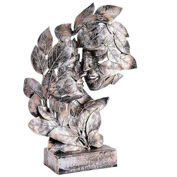 FAB CRAFT STUDIO RomentIc Love Couple Face Statue Brown Showpiece for Home Decor in Showpieces