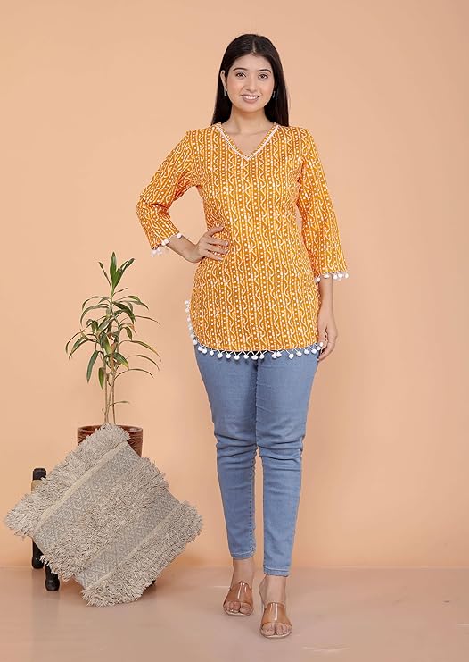 LoomBella Lifestyle Leaf Printed Kurti Perfect for Casual, Formal, and Ethnic Wear