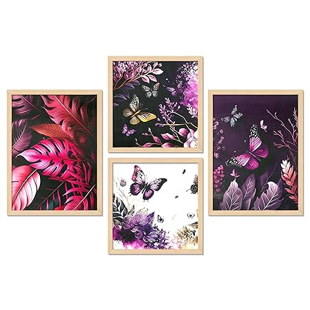 FAB CRAFT STUDIO Set of Four Framed Painting for Wall Painting Decoration, Painitngs for home Decorations, Scenery for Living Room Decor