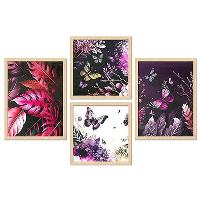FAB CRAFT STUDIO Set of Four Framed Painting for Wall Painting Decoration, Painitngs for home Decorations, Scenery for Living Room Decor