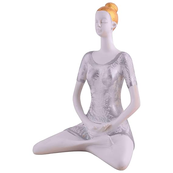 FAB CRAFT STUDIO Suitable for Home Decor Yoga Posture Lady Statue Idol for Home Yoga Statue Admirable piece of Gift
