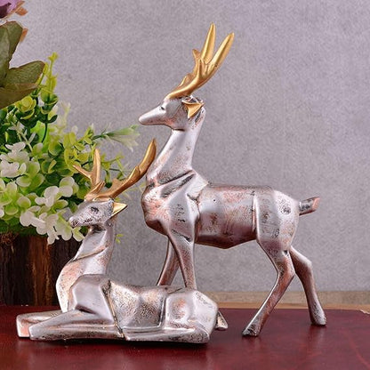 FAB CRAFT STUDIO Resin Deer Head Showpiece Animal Figurine for Table Top Good Luck Vaastu Statue