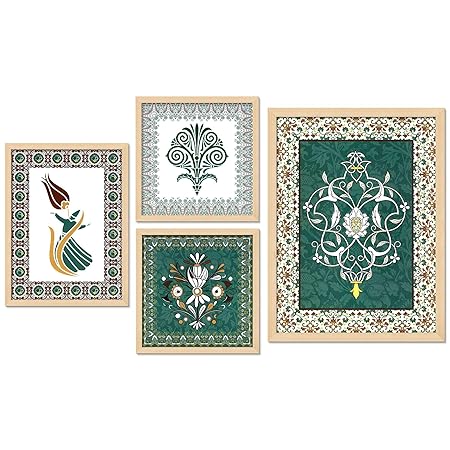 FAB CRAFT STUDIO Set of Four Framed Painting for Wall Painting Decoration, Painitngs for home Decorations, Scenery for Living Room Decor