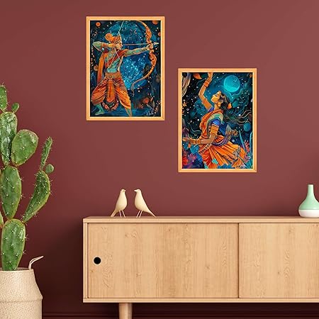 FAB CRAFT STUDIO Set of Two Wall Paintings for Wall Dacoration Large Framed Wall Paintings for Living Room & Bedroom Wall Art for Home Decoration & Office Wall Décor