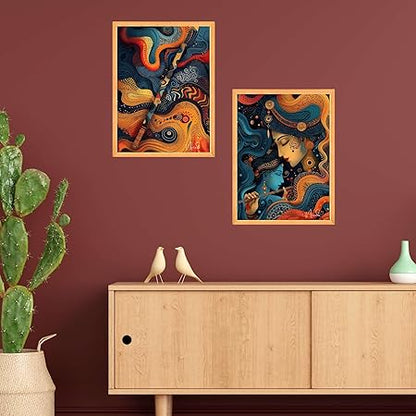 FAB CRAFT STUDIO Set of Two Wall Paintings for Wall Dacoration Large Framed Wall Paintings for Living Room & Bedroom Wall Art for Home Decoration & Office Wall Décor