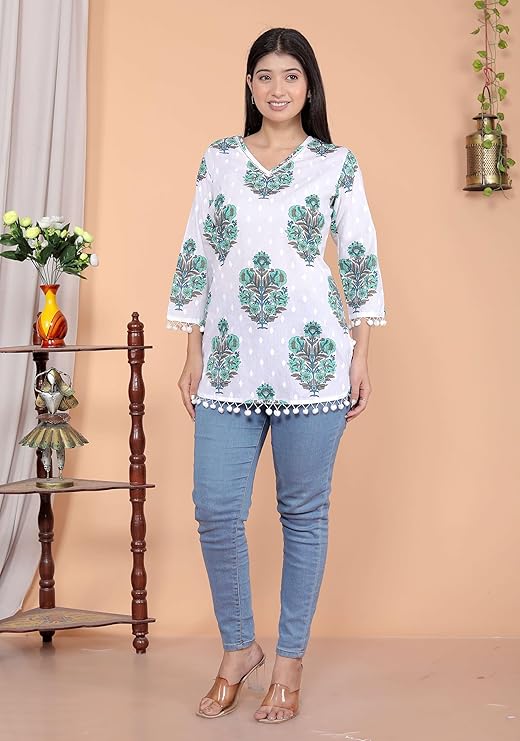 LoomBella LifestyleFloral Printed Kurti Perfect for Casual, Formal, and Ethnic Wear