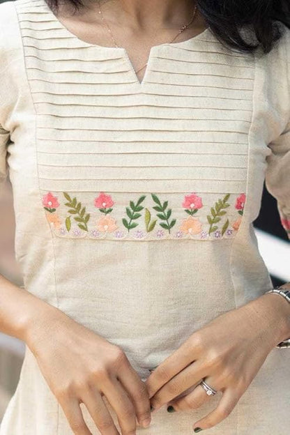 LoomBella Lifestyle Women's Cotton Floral Printed Straight Kurti with Palazzo