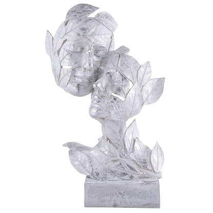 FAB CRAFT STUDIO RomentIc Love Couple Face Statue Silver Showpiece for Home Decor in Showpieces &Figurine Table Decorations