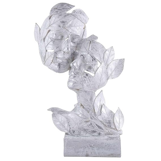 FAB CRAFT STUDIO RomentIc Love Couple Face Statue Silver Showpiece for Home Decor in Showpieces &Figurine Table Decorations