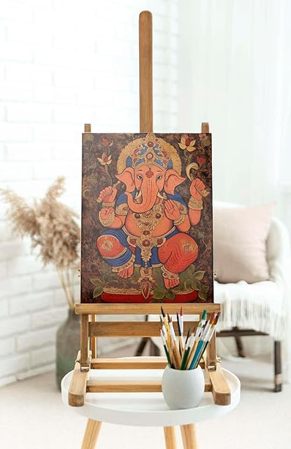 FAB CRAFT STUDIO Ganesha Wall Painting For Wall Decoration Canvas Wall Painting For Home Decor, Living Room, Bedroom, Office Hotel