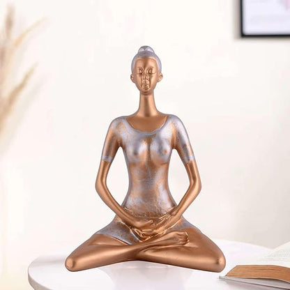 FAB CRAFT STUDIO Suitable for Home Decor Yoga Posture Lady Statue Idol for Home Yoga Statue Admirable piece of Gift