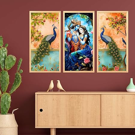 FAB CRAFT STUDIO Set of Three Wall Paintings for Wall Dacoration Big size Framed Wall Paintings for Living Room & Bedroom Wall Art for Home Decoration & Office Wall Décor