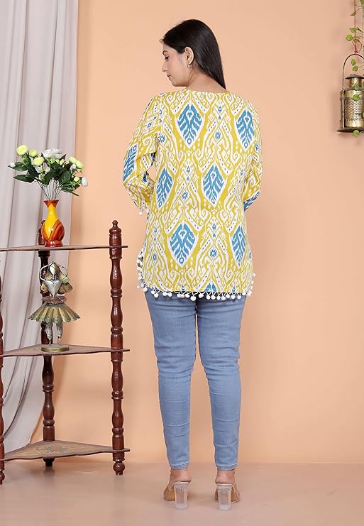 LoomBella LifestyleGeometric Printed Straight Kurti Perfect for Casual, Formal, and Ethnic Wear