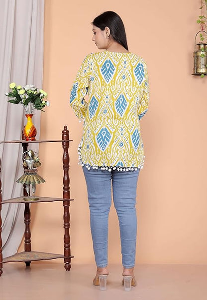 LoomBella LifestyleGeometric Printed Straight Kurti Perfect for Casual, Formal, and Ethnic Wear