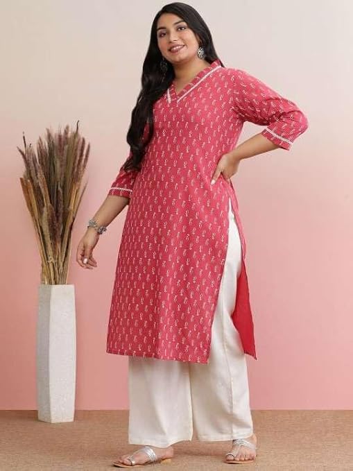 LoomBella Lifestyle Women's Rayon Printed Straight Kurti with Pant Set