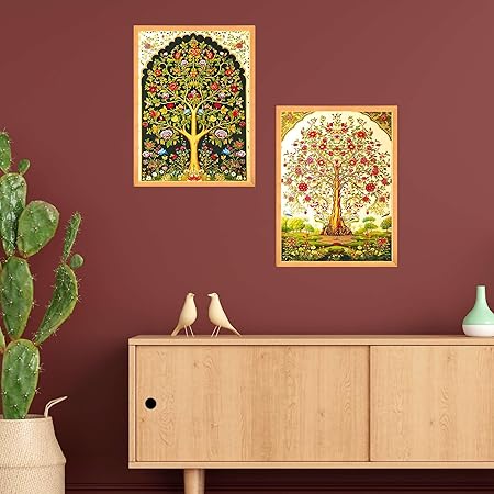 FAB CRAFT STUDIO Set of Two Wall Paintings for Wall Dacoration Large Framed Wall Paintings for Living Room & Bedroom Wall Art for Home Decoration & Office Wall Décor