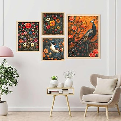 FAB CRAFT STUDIO Set of Four Framed Painting for Wall Painting Decoration, Painitngs for home Decorations, Scenery for Living Room Decor