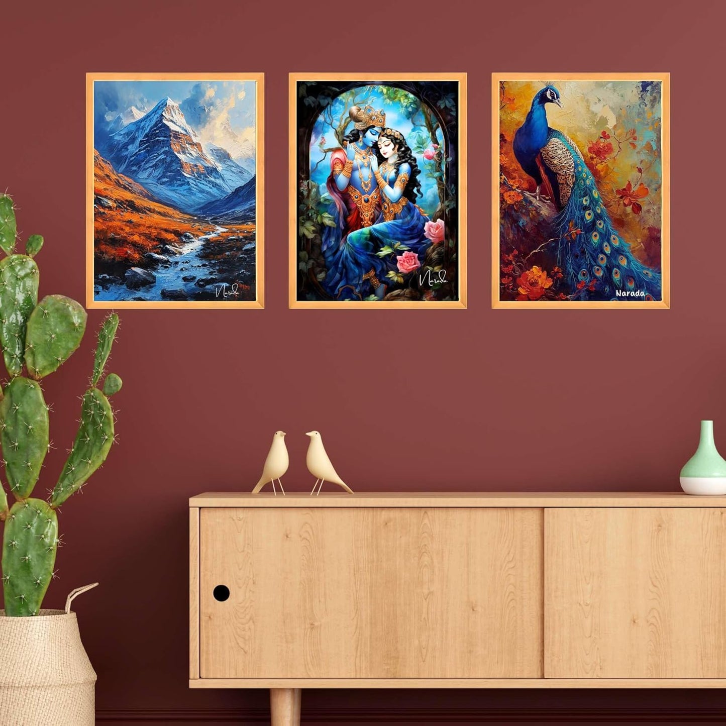 FAB CRAFT STUDIO Set of Three Wall Paintings for Wall Dacoration Large Framed Wall Paintings for Living Room & Bedroom Wall Art for Home Decoration & Office Wall Décor
