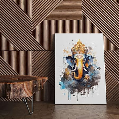FAB CRAFT STUDIO Ganesha Wall Painting For Wall Decoration Canvas Wall Painting For Home Decor, Living Room, Bedroom, Office Hotel