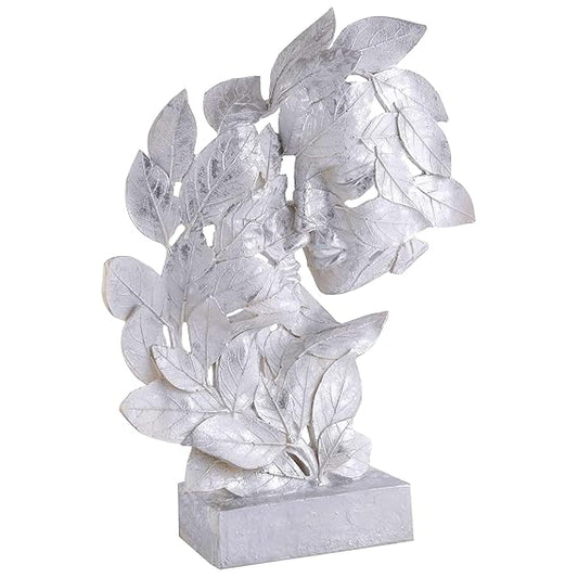 FAB CRAFT STUDIO RomentIc Love Couple Face Statue Silver Showpiece for Home Decor in Showpieces &Figurine Table Decorations