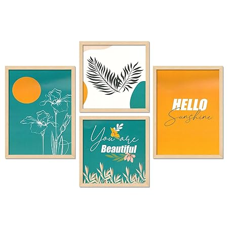 FAB CRAFT STUDIO Set of Four Framed Painting for Wall Painting Decoration, Painitngs for home Decorations, Scenery for Living Room Decor