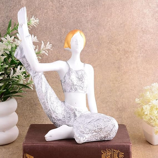 FAB CRAFT STUDIO Suitable for Home Decor Yoga Posture Lady Statue Idol for Home Yoga Statue Admirable piece of Gift