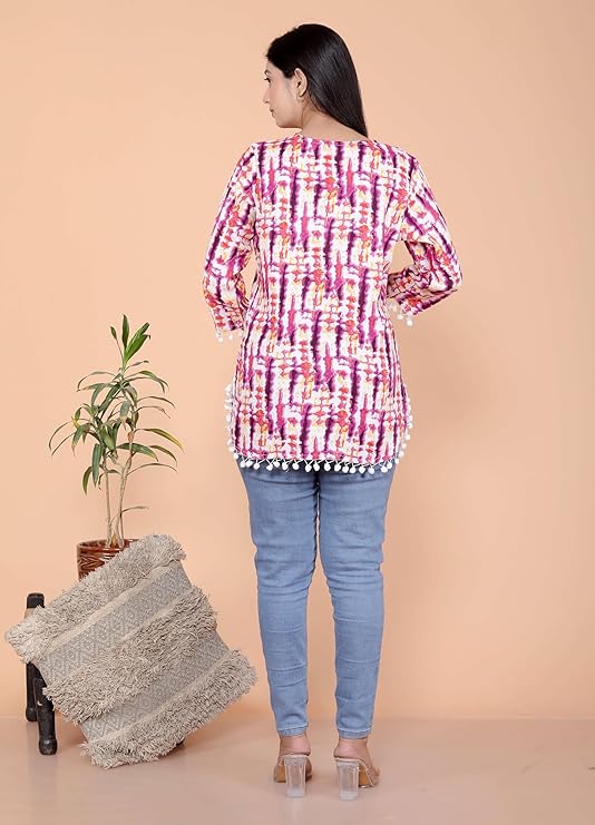 LoomBella Lifestyle Women's Cotton Printed Straight Short Kurta Perfect for Casual, Formal, and Ethnic Wear
