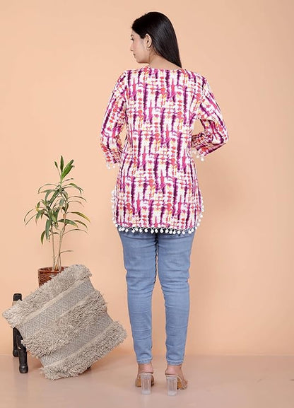 LoomBella Lifestyle Women's Cotton Printed Straight Short Kurta Perfect for Casual, Formal, and Ethnic Wear