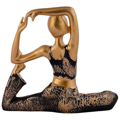 FAB CRAFT STUDIO Suitable for Home Decor Yoga Posture Lady Statue Idol for Home Yoga Statue Admirable piece of Gift (Golden)