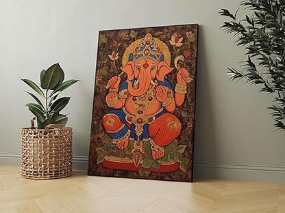 FAB CRAFT STUDIO Ganesha Wall Painting For Wall Decoration Canvas Wall Painting For Home Decor, Living Room, Bedroom, Office Hotel