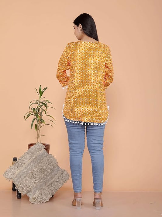 LoomBella Lifestyle Leaf Printed Kurti Perfect for Casual, Formal, and Ethnic Wear