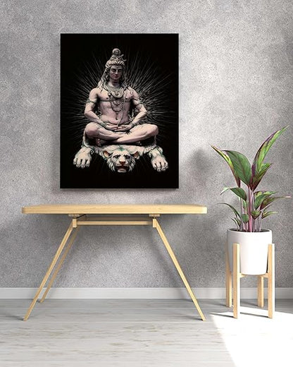 FAB CRAFT STUDIO Shiva Wall Painting For Wall Decoration Canvas Wall Painting For Home Decor, Living Room, Bedroom, Office Hotel