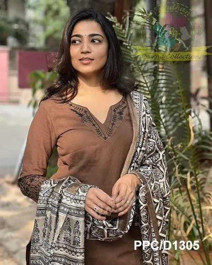 LoomBella Lifestyle Women Pure Cotton Embroidery Straight Kurti with Pant & Dupatta Set
